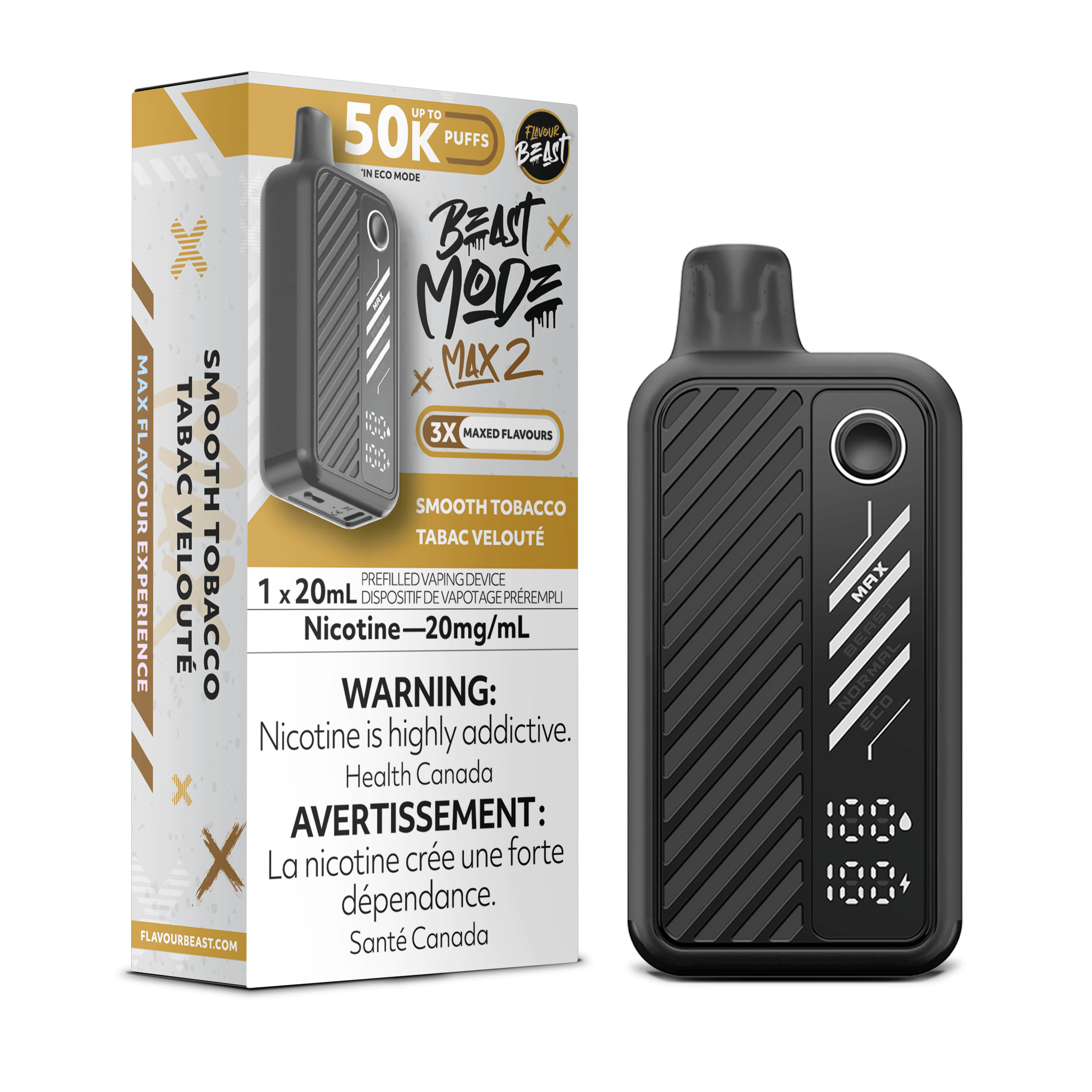 Flavour Beast Beastmode MAX 2 Smooth Tobacco Disposable Vape, 20mL ...
