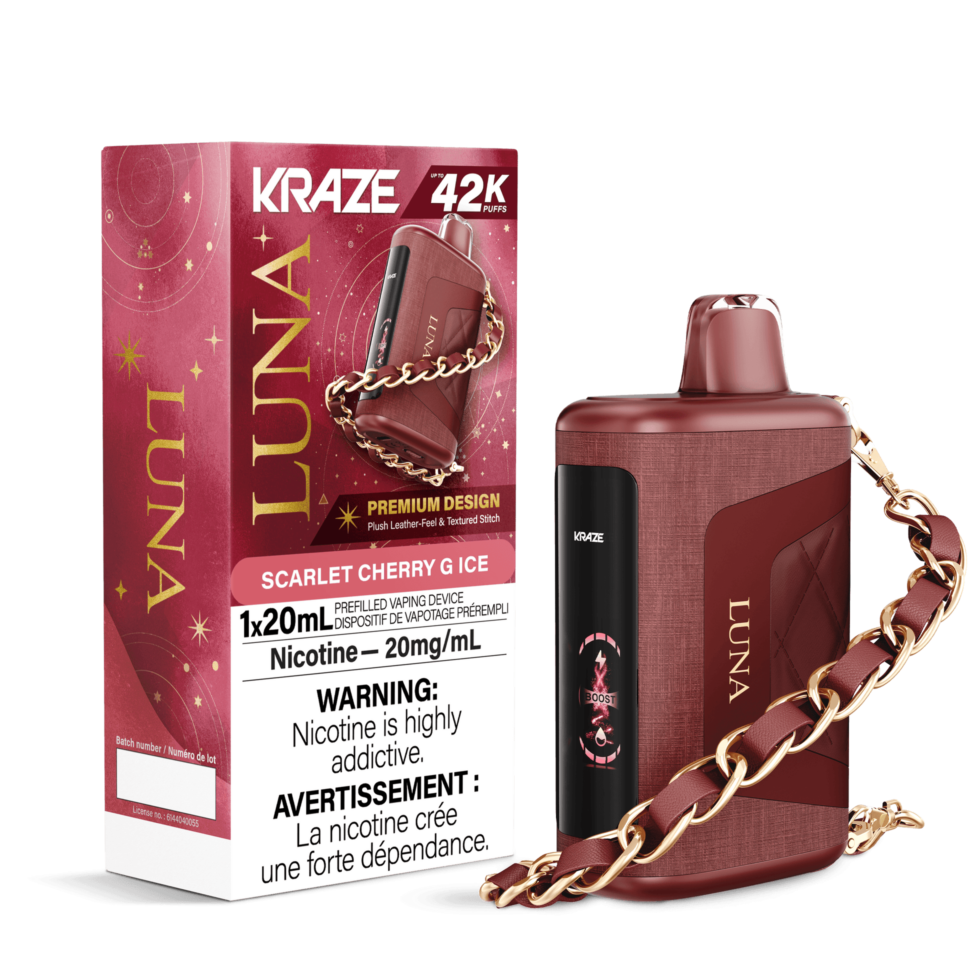 Kraze LUNA 42K Cerise carlate G Ice Vapoteuse Jetable, 20 ml Vapor Shoppe Kraze LUNA 42K Cerise carlate G Ice Vapoteuse Jetable, 20 ml Vapor Shoppe