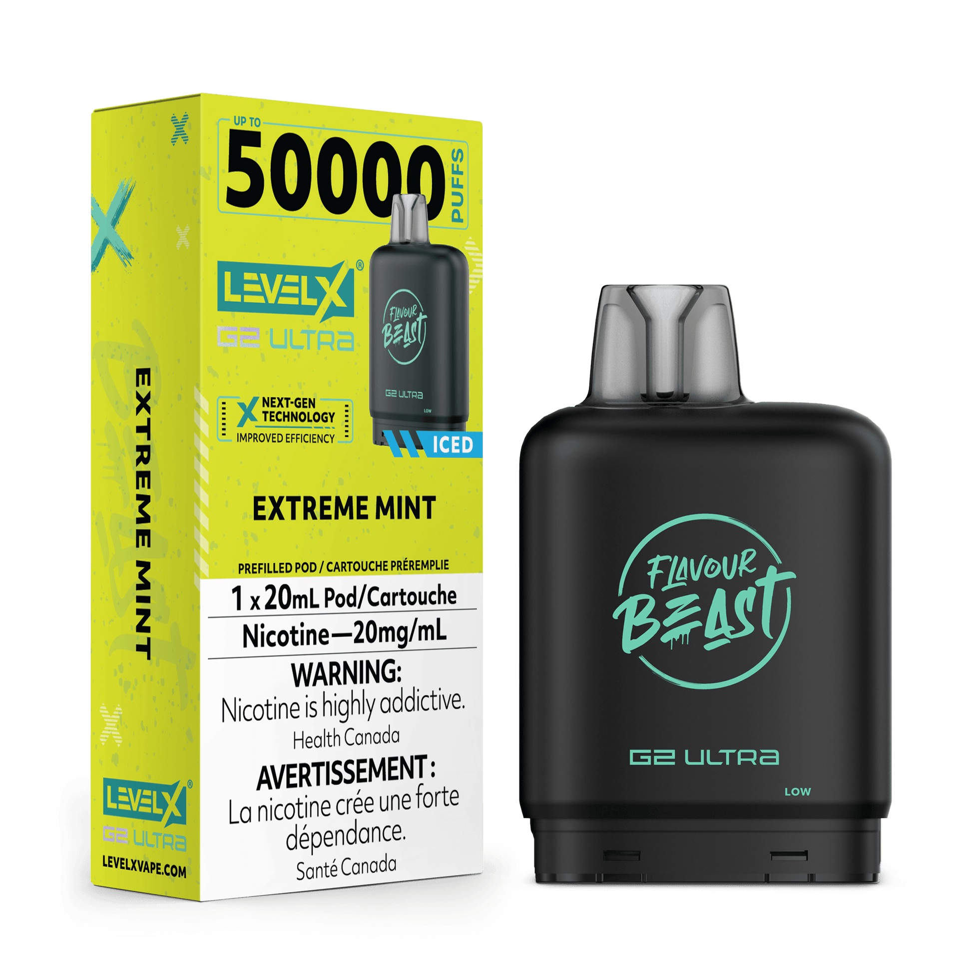 Level X G2 Ultra 50K Extreme Mint Vape Pod, 20mL - Vapor Shoppe Level X G2 Ultra 50K Extreme Mint Vape Pod, 20mL - Vapor Shoppe