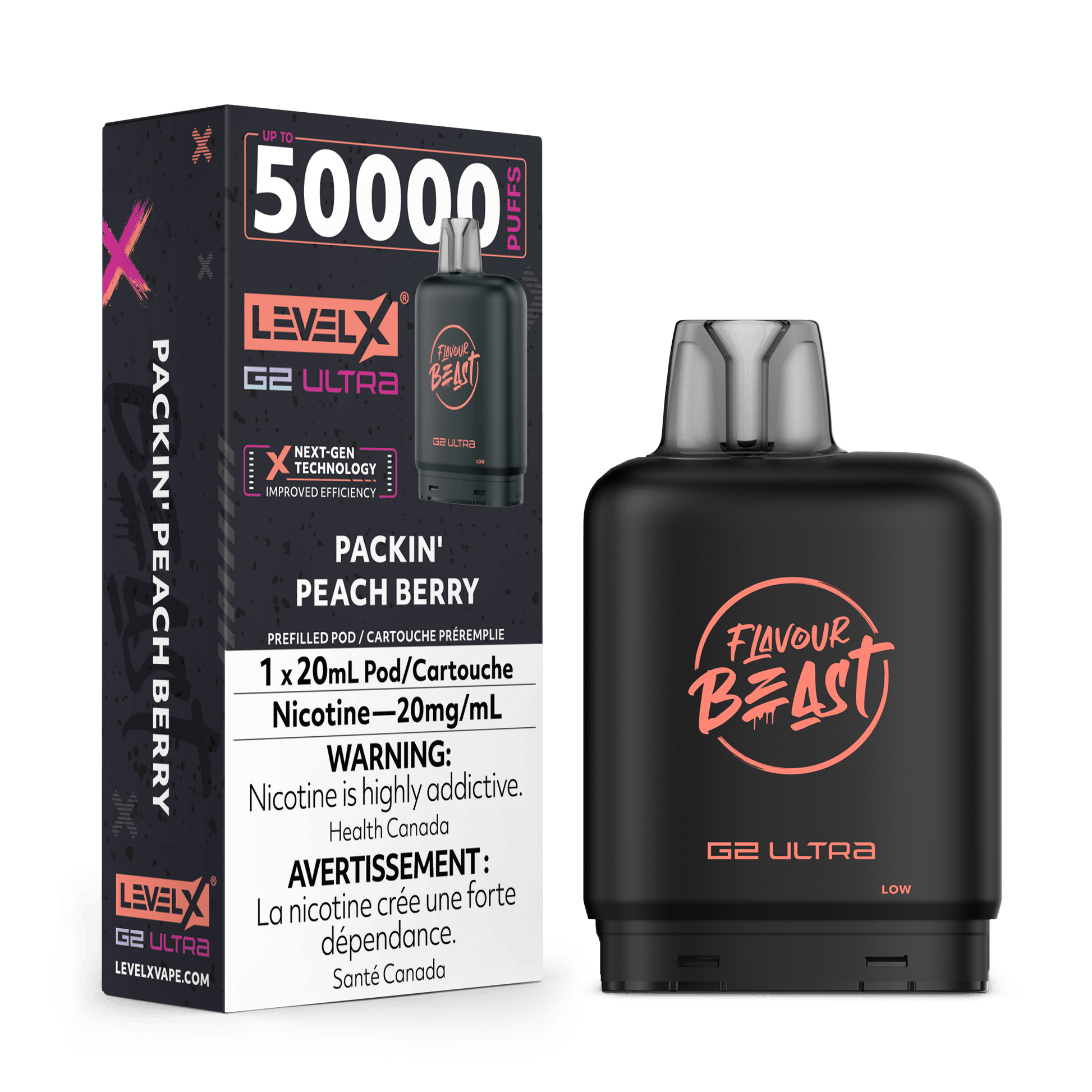 Level X G2 Ultra 50K Packin' Peach Berry Vape Pod, 20mL - Vapor Shoppe Level X G2 Ultra 50K Packin' Peach Berry Vape Pod, 20mL - Vapor Shoppe
