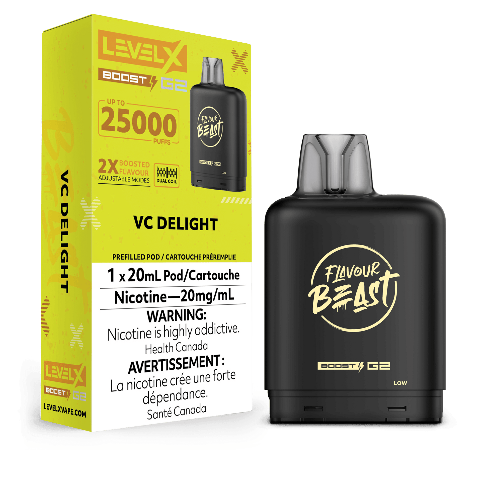 Level X Boost G2 25K Flavour Beast VC Delight Vape Pod, 20mL - Vapor Shoppe Level X Boost G2 25K Flavour Beast VC Delight Vape Pod, 20mL - Vapor Shoppe