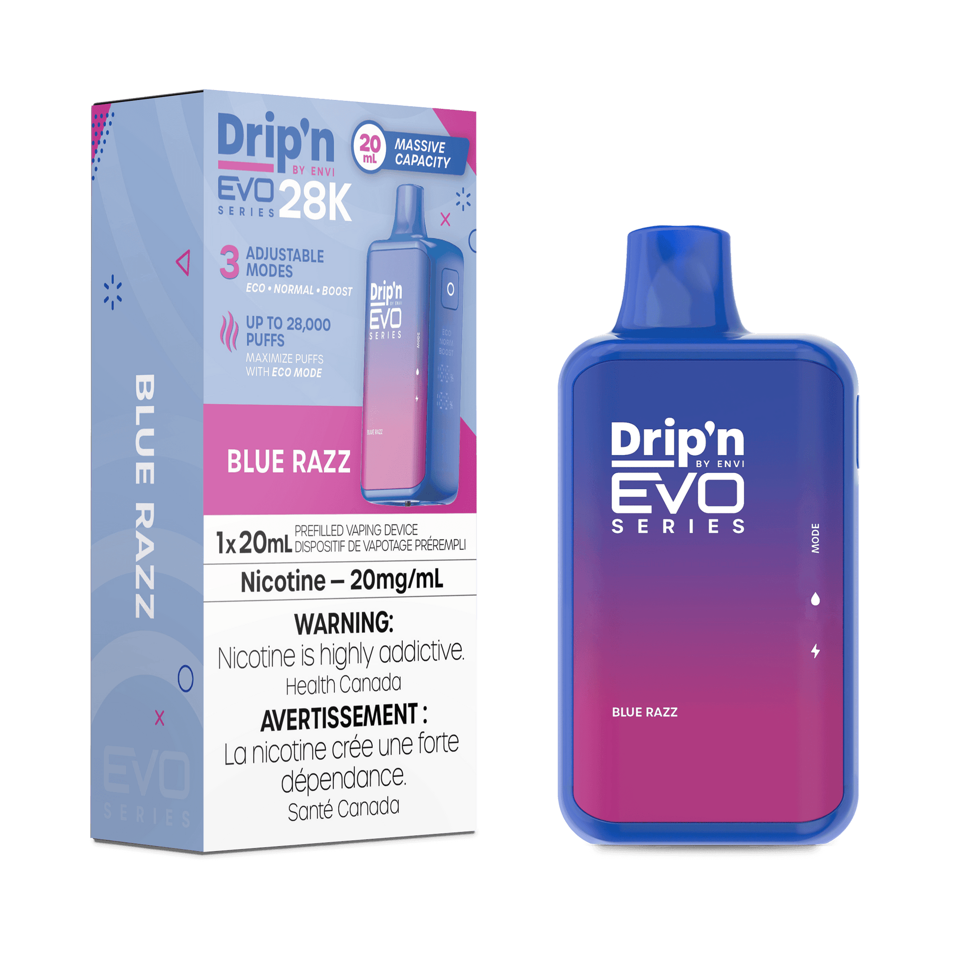 Drip'N EVO 28K Framboise Bleue Vapoteuse Jetable, 20 ml Vapor Shoppe Drip'N EVO 28K Framboise Bleue Vapoteuse Jetable, 20 ml Vapor Shoppe
