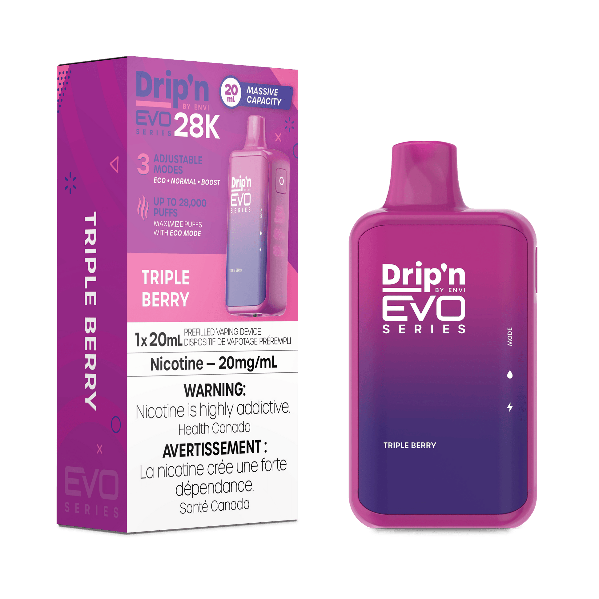 Drip'N EVO 28K Triple Berry Disposable Vape, 20mL - Vapor Shoppe Drip'N EVO 28K Triple Berry Disposable Vape, 20mL - Vapor Shoppe