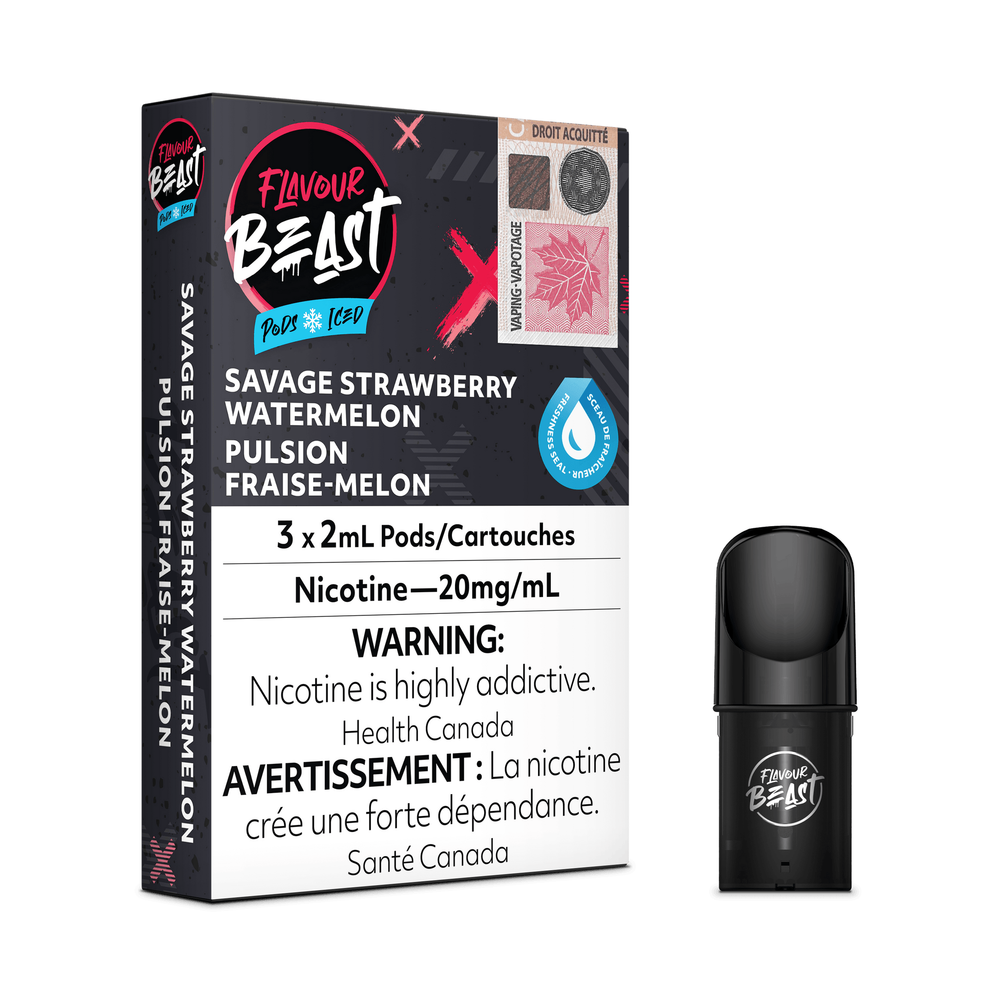 Flavour Beast Pods - Savage Strawberry Watermelon Iced - Vapor Shoppe