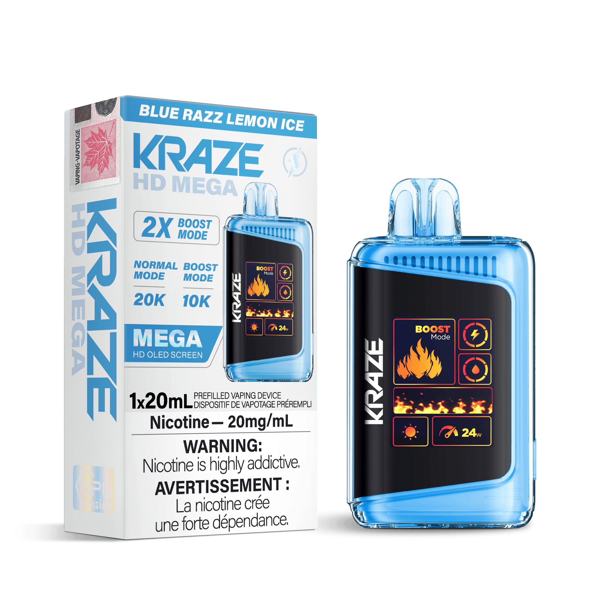 Kraze HD Mega Blue Razz Lemon Ice Disposable Vape, 20mL - Vapor Shoppe Kraze HD Mega Blue Razz Lemon Ice Disposable Vape, 20mL - Vapor Shoppe