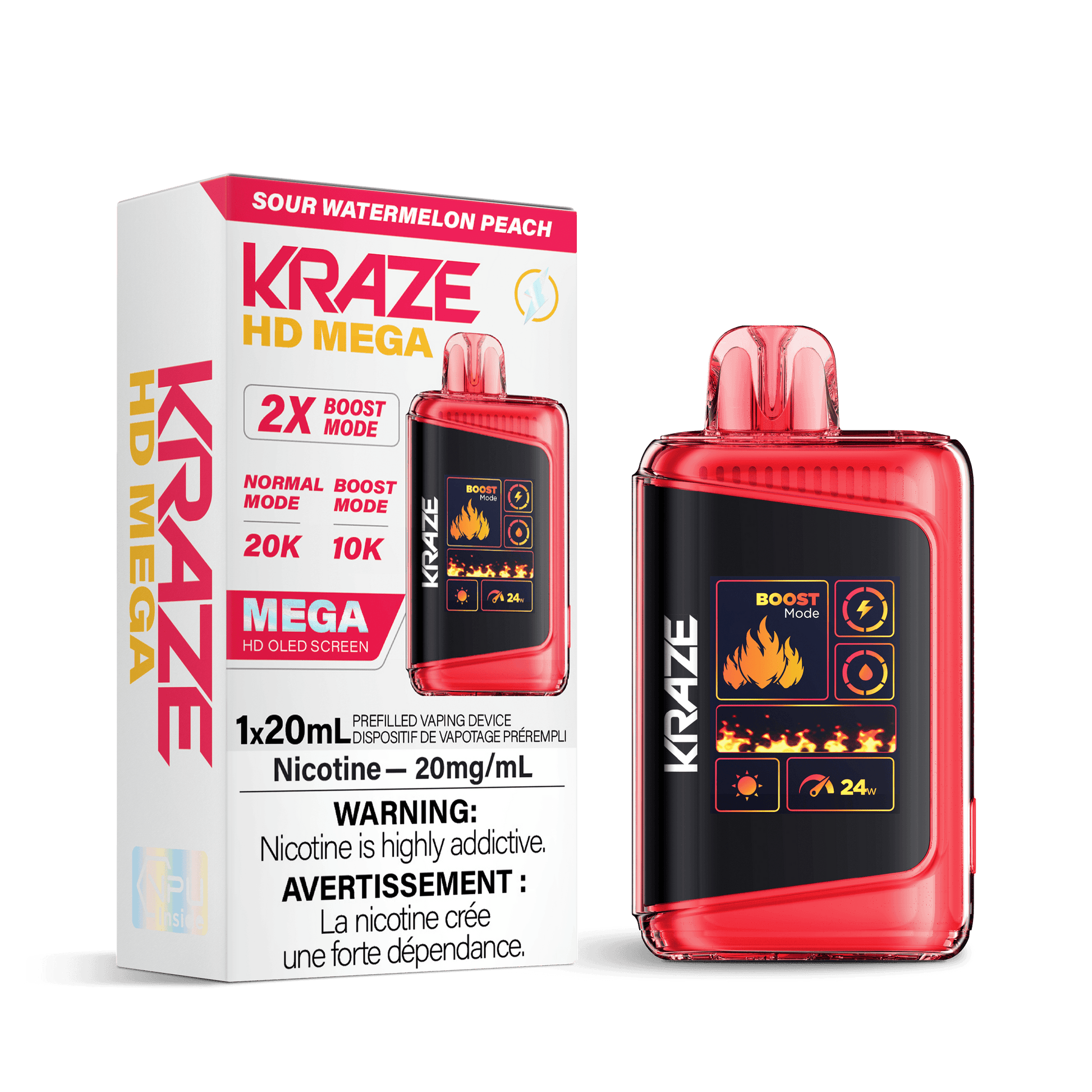Kraze HD Mega Pastque Pche Acidule Vapoteuse Jetable, 20 ml Vapor Shoppe Kraze HD Mega Pastque Pche Acidule Vapoteuse Jetable, 20 ml Vapor Shoppe