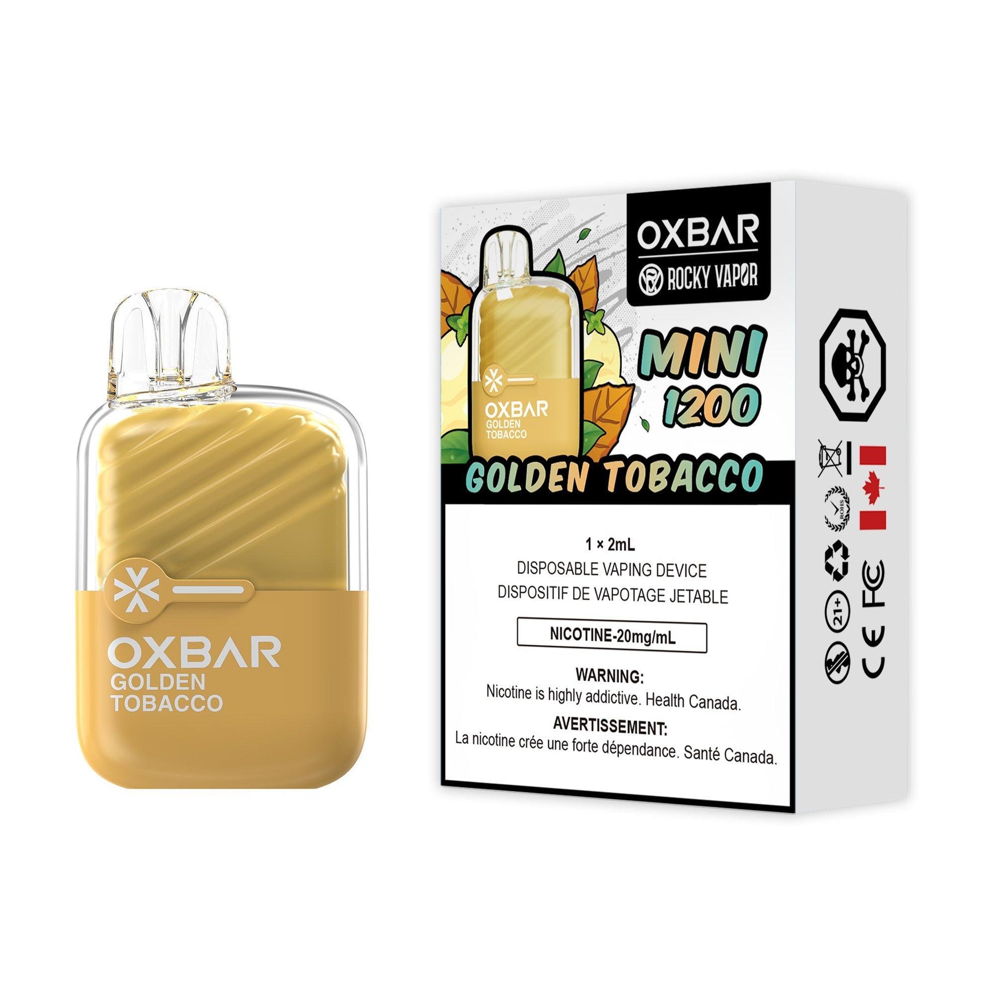 Oxbar Mini 1200 Golden Tobacco Disposable Vape, 2mL - Vapor Shoppe Oxbar Mini 1200 Golden Tobacco Disposable Vape, 2mL - Vapor Shoppe