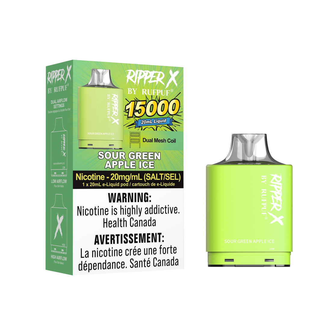 Ripper X 15K Pod - Sour Green Apple Ice - Vapor Shoppe