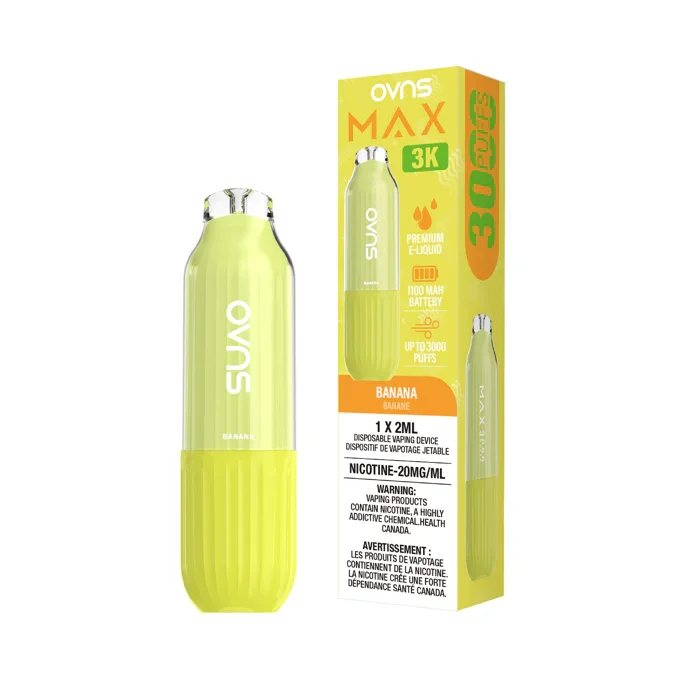 OVNS Max 3K Banana Disposable Vape, 2mL - Vapor Shoppe OVNS Max 3K Banana Disposable Vape, 2mL - Vapor Shoppe