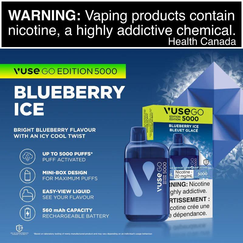 Vuse GO 5000 Blueberry Ice Disposable Vape, 10mL