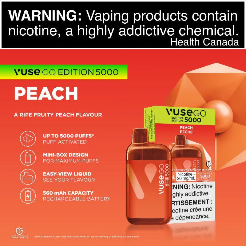Vuse GO 5000 Peach Ice Disposable Vape, 10mL